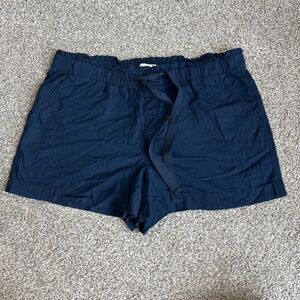 Loft Navy Blue Cotton Drawstring Waist Shorts, Size Large
